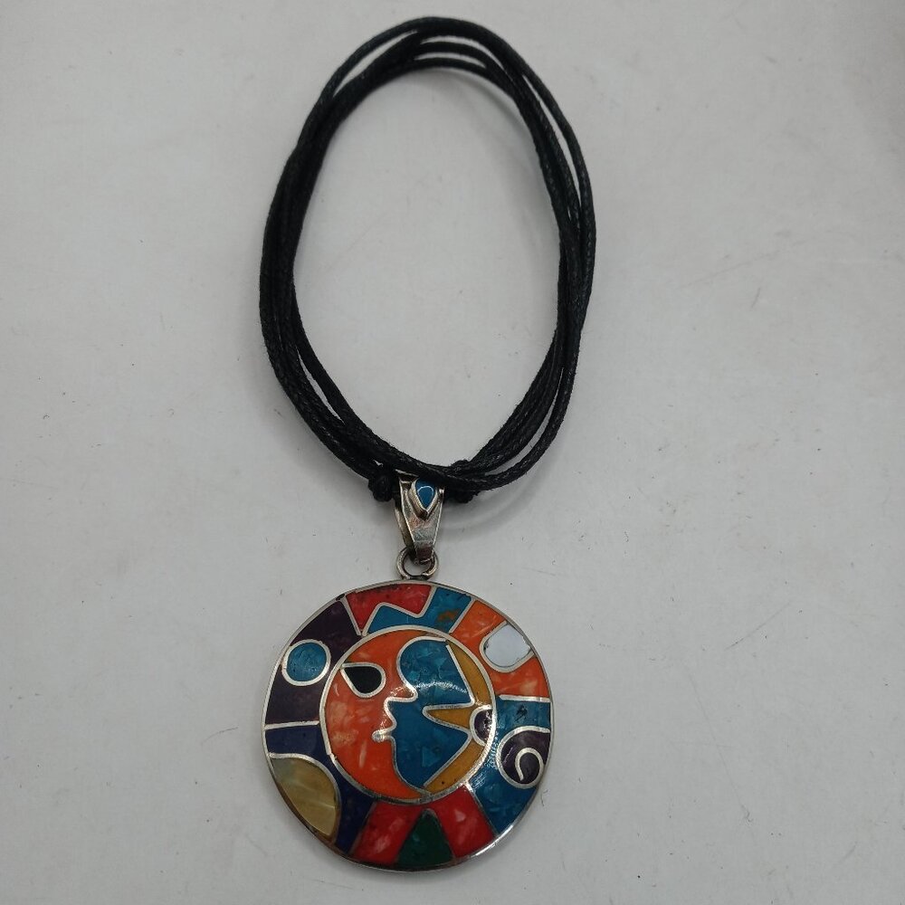 Unisex Adjustable Alpaca Necklace With Inlaid Natural Stone